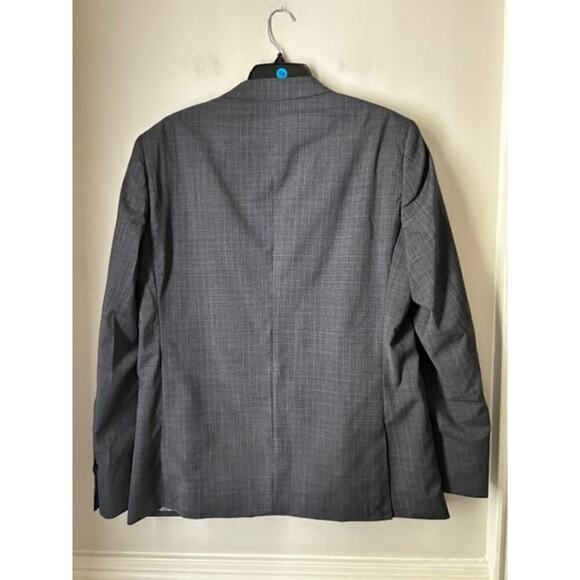 NWT Zanetti Mateo Gray Micro Plaid Two Button Suit Jacket Wool Blend Blazer 44R - Picture 2 of 8